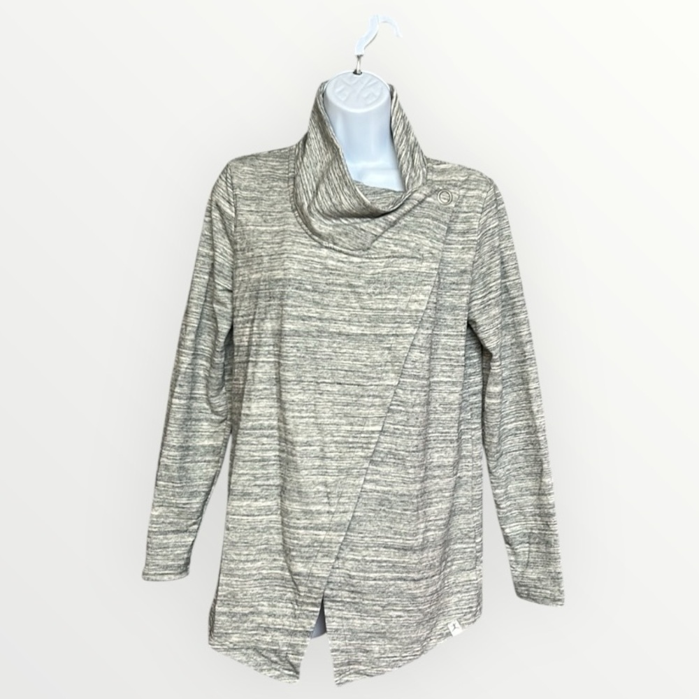 Danskin Heathered Gray and White Yoga Jacket Athletic Sporty Casual Vibe